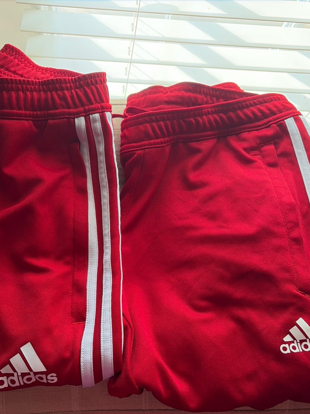 Adidas Red Track Pants with White StripesX2